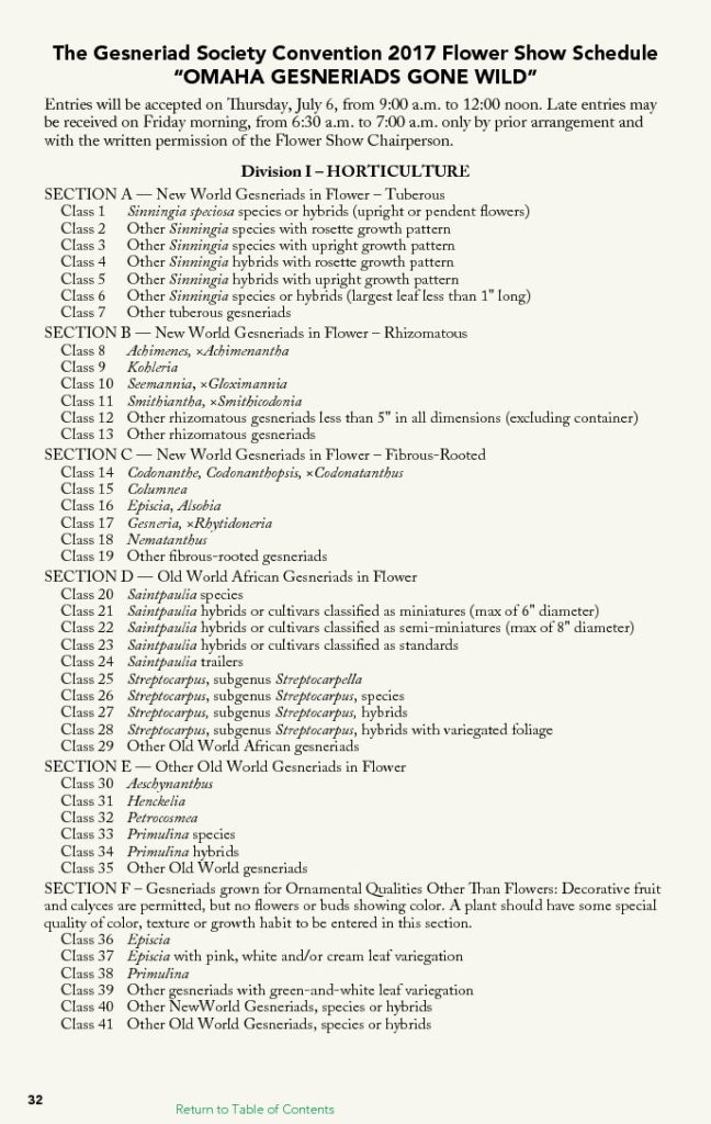» Flower show schedule
